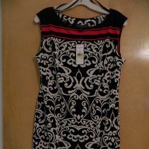 JESSICA HOWARD SLEEVELESS SHEATH PRINT DRESS ABOVE KNEE LENGTH - MEDIUM